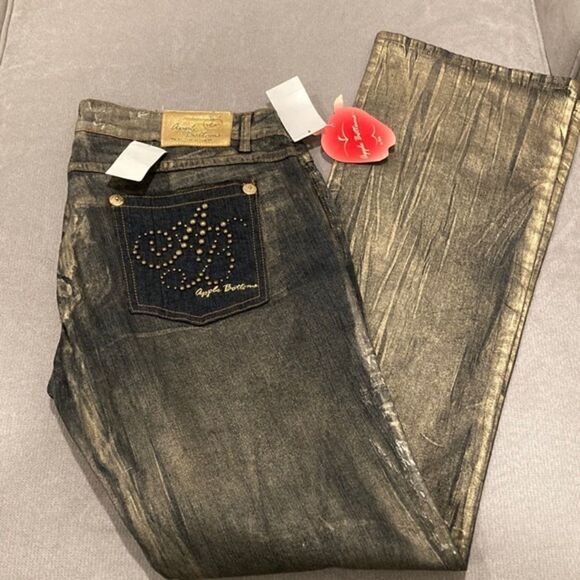 Vintage NWT authentic Apple Bottom jeans w/ gold overlay 98% cotton, 2% spandex - Picture 3 of 8